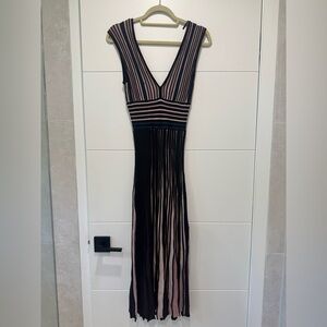 Zara Black and Pink Striped Backless Dress